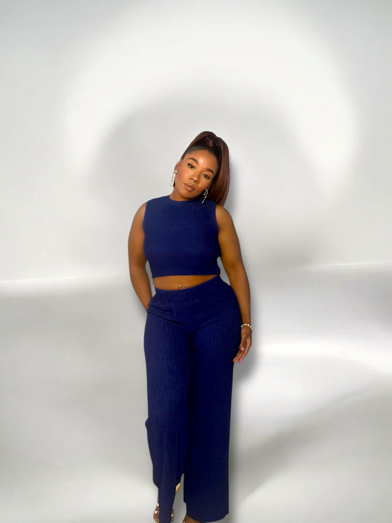 blue iris 
textured matching set
polyester spandex blend
bold blue matching set
matching set
women's boutique
set
casual set