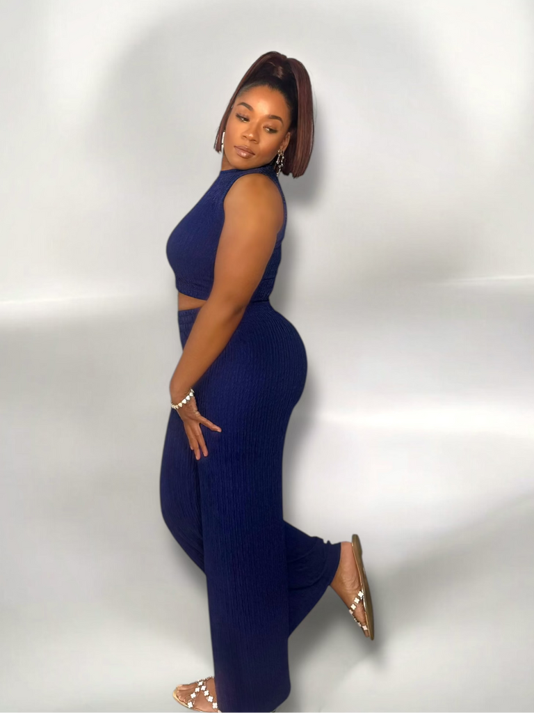 blue iris 
textured matching set
polyester spandex blend
bold blue matching set
matching set
women's boutique
set
casual set